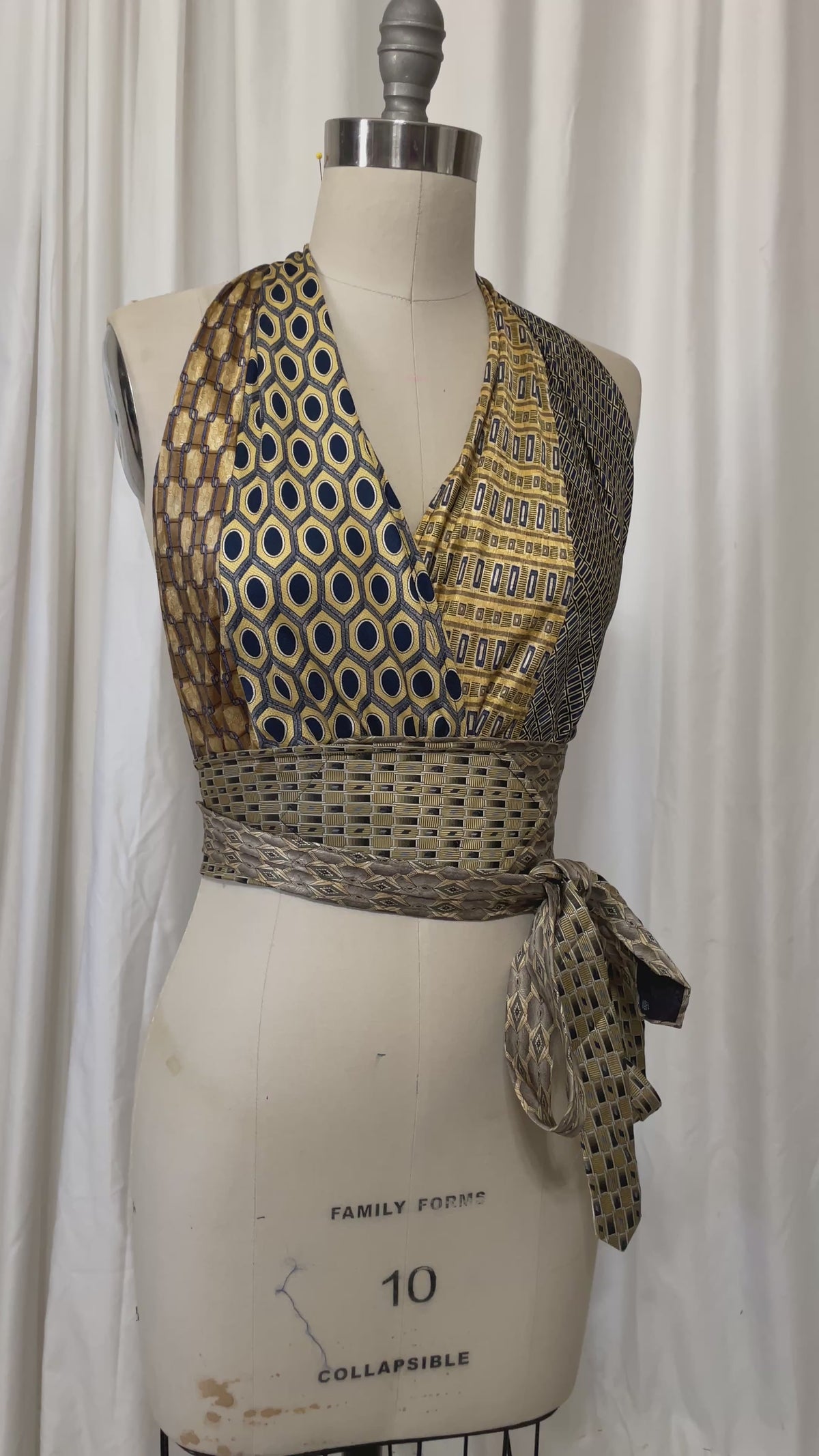 Upcycled Necktie Halter Top #22