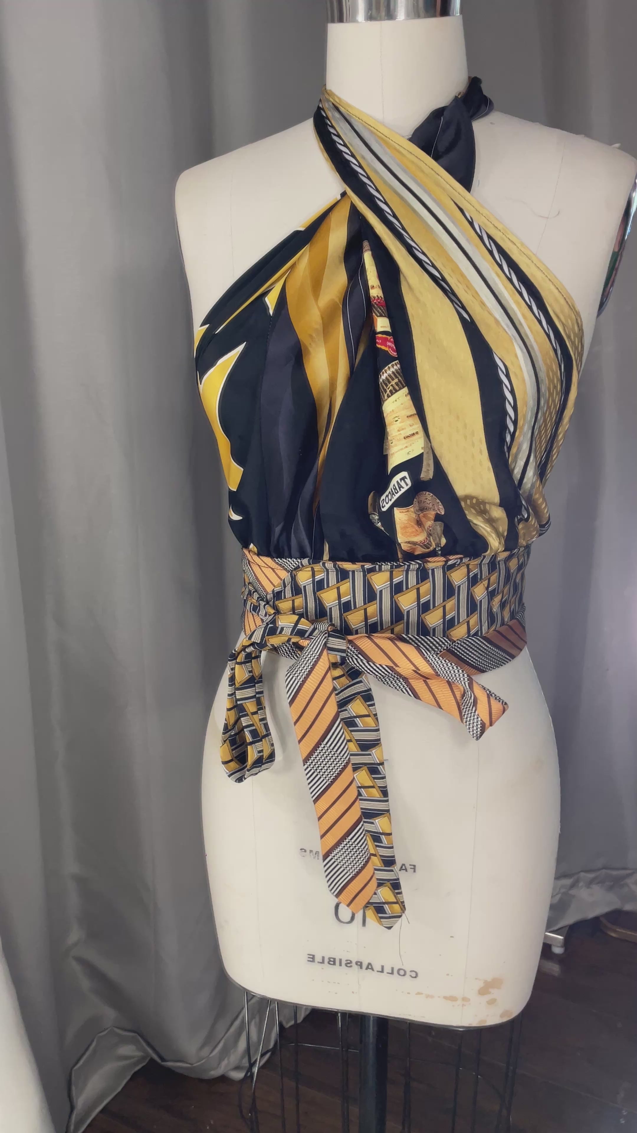 Upcycled Necktie Halter Top #6