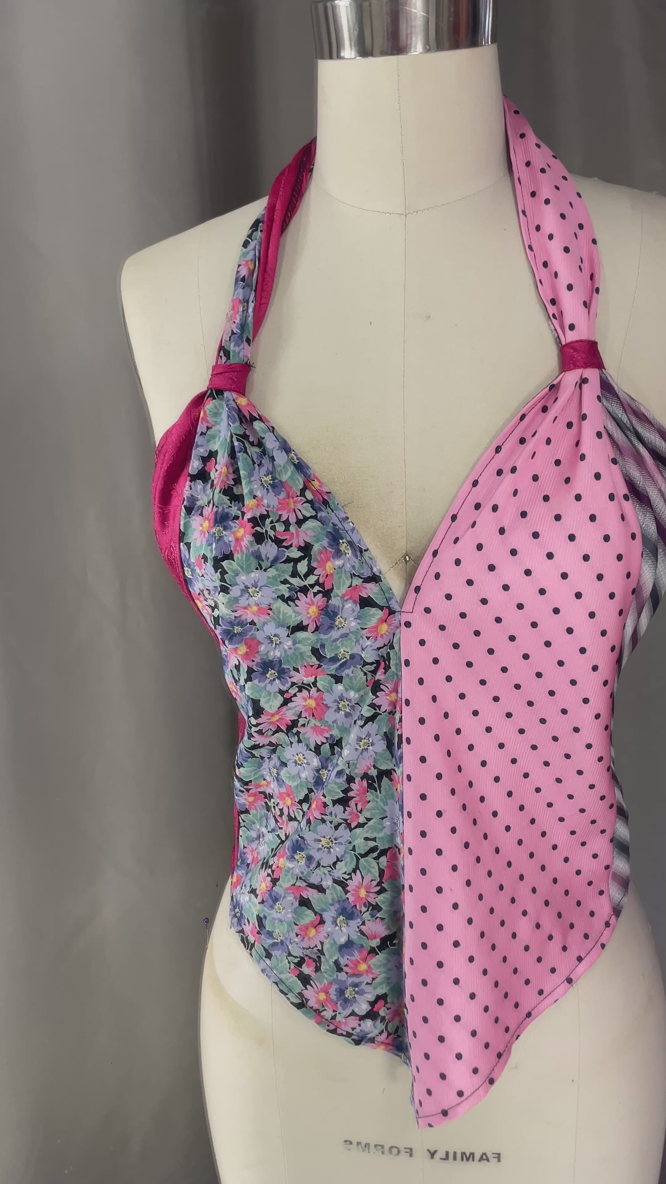 UPCYCLED Necktie Top V PINK