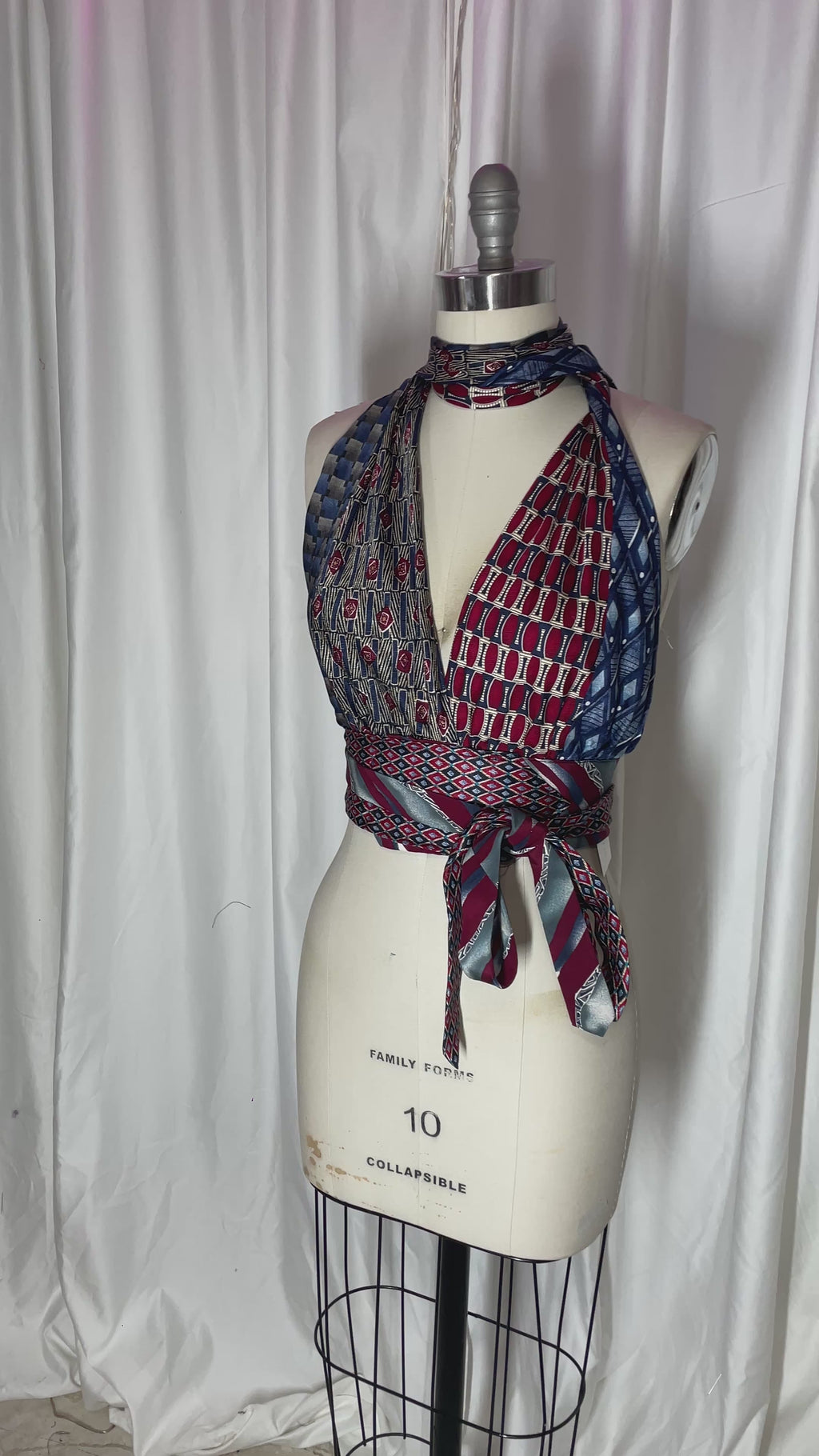 Upcycled Necktie Halter Top #16