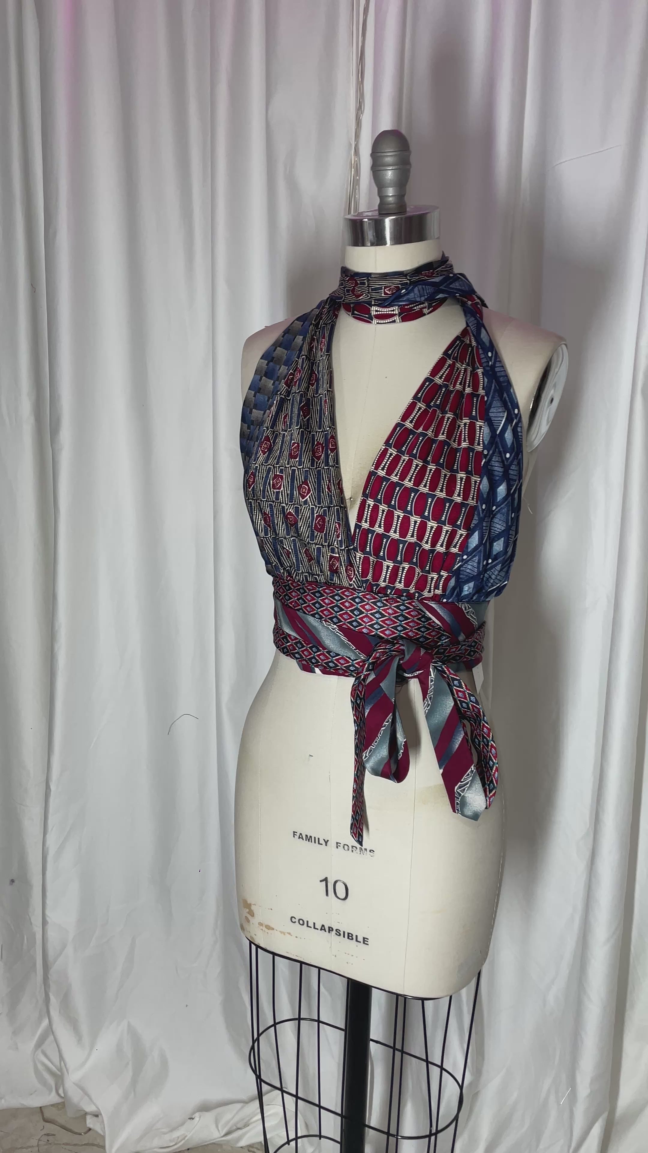 Upcycled Necktie Halter Top #16