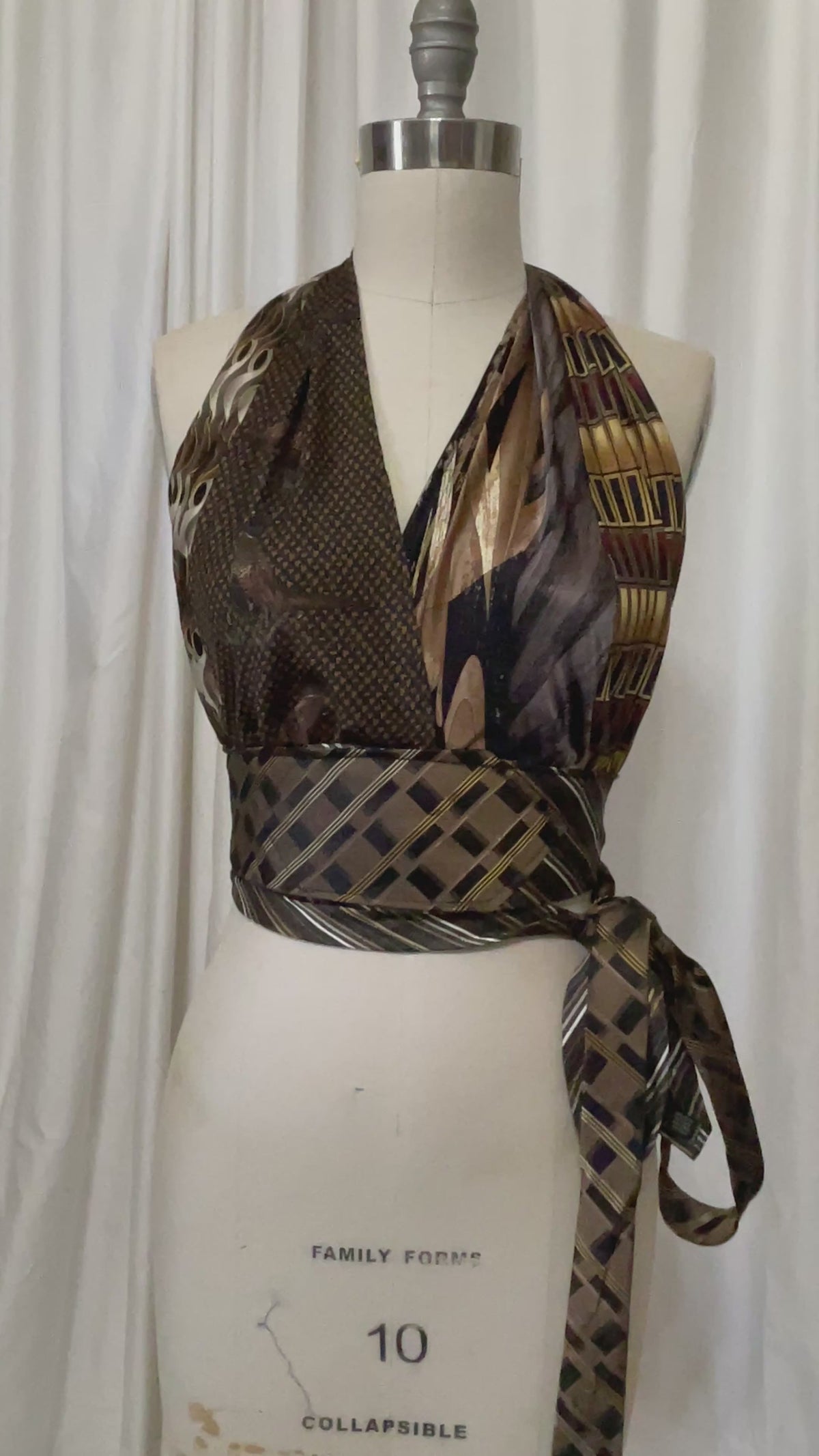 Upcycled Necktie Halter Top #26