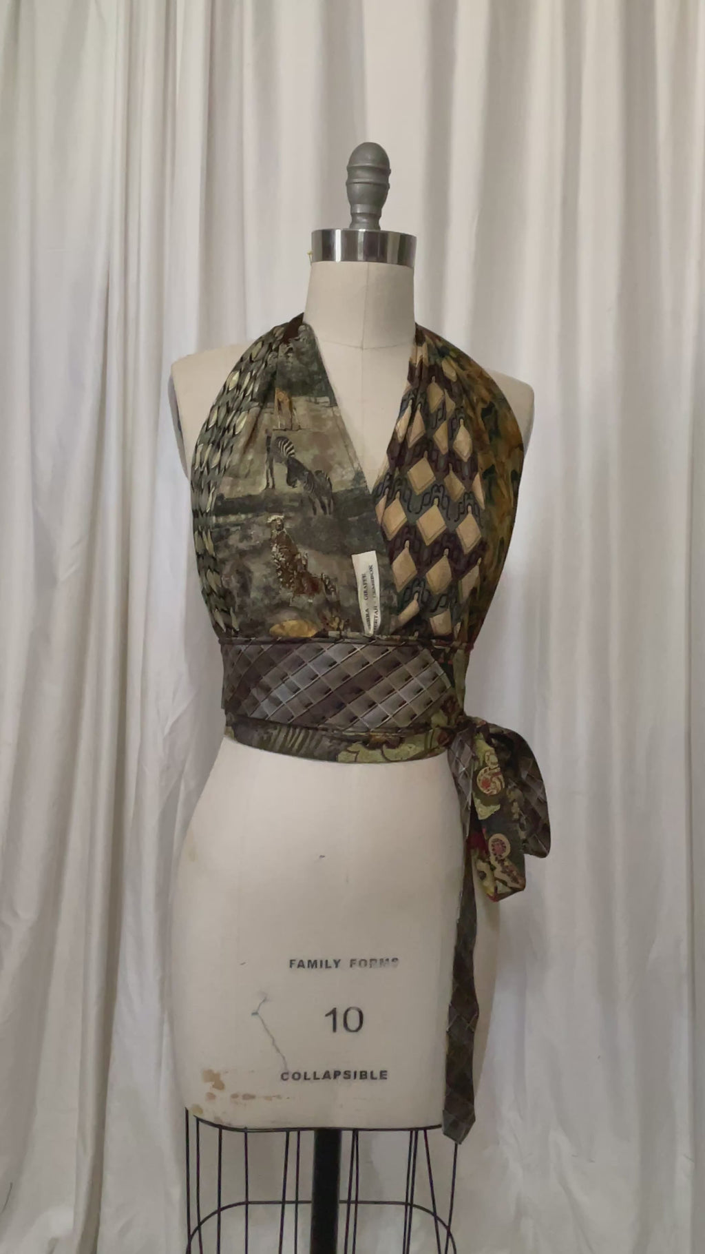 Upcycled Necktie Halter Top #25