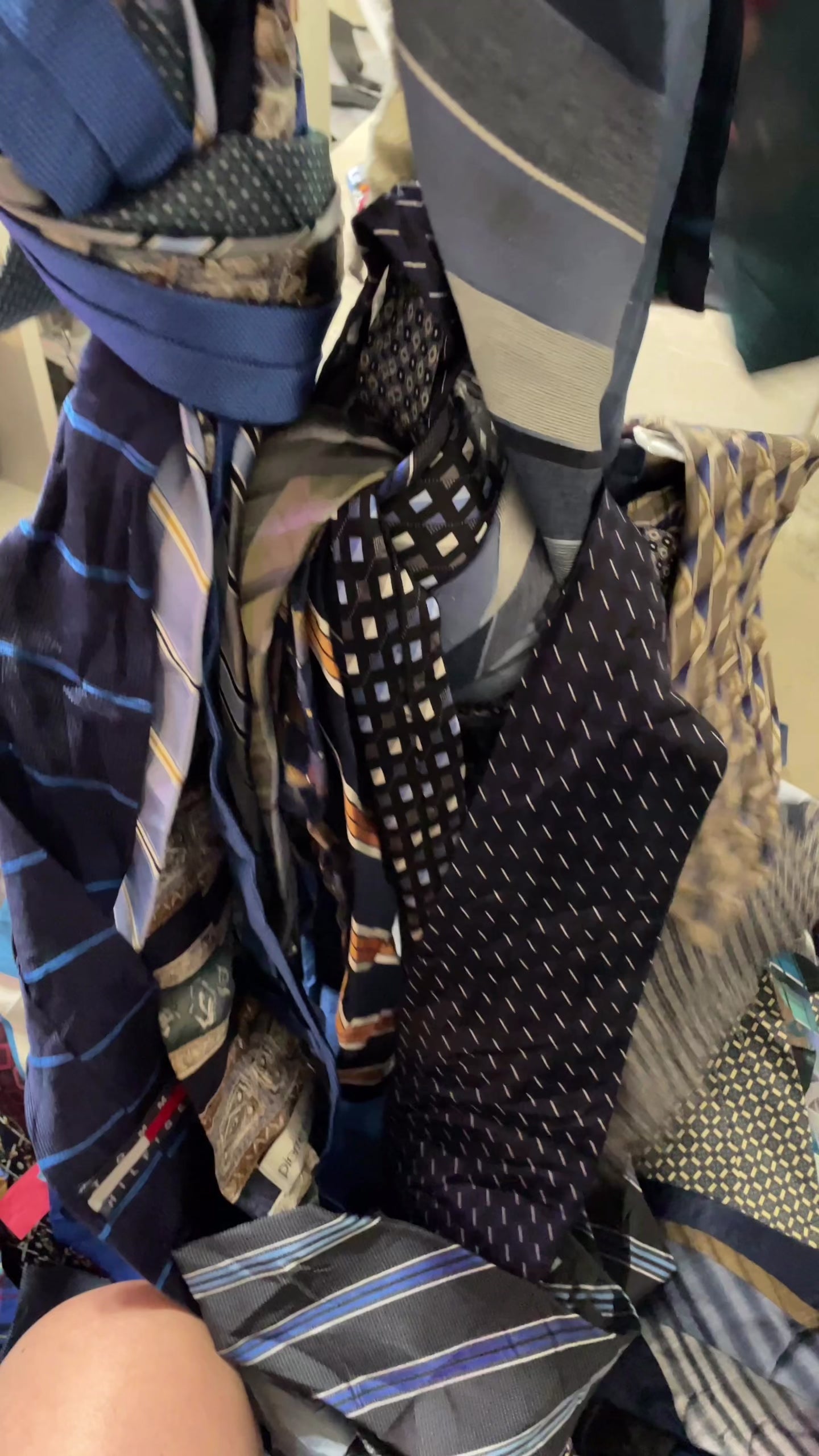 Upcycled Necktie V Top Fringe #3