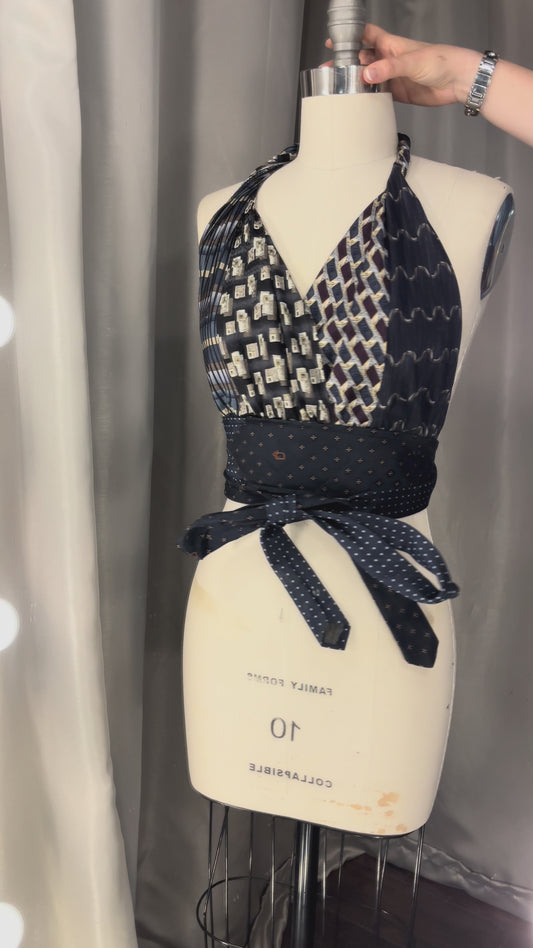 Upcycled Necktie Halter Top #1