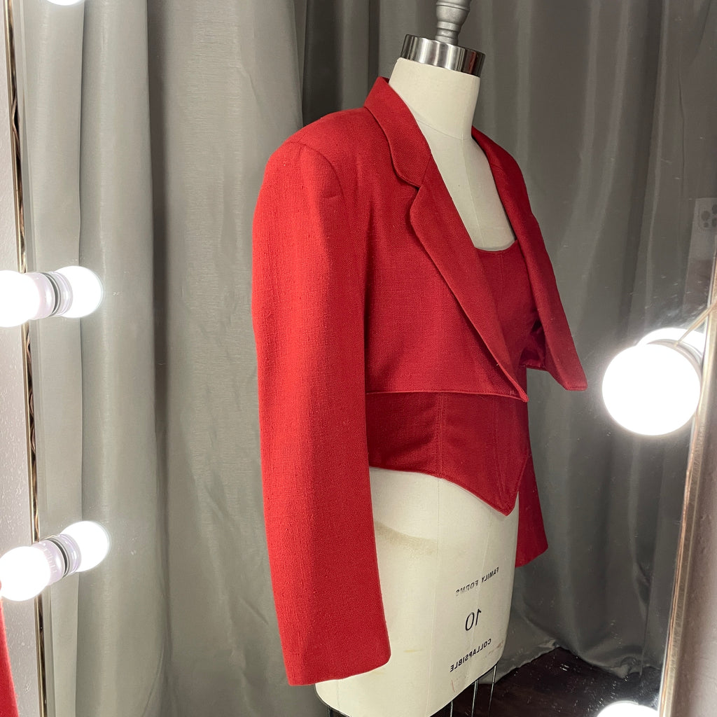 Red Crop Blazer Corset Combo