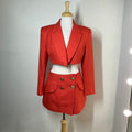 Tangerine Crop Blazer Set
