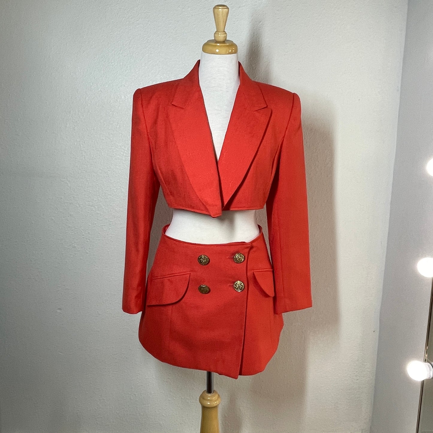 Tangerine Crop Blazer Set